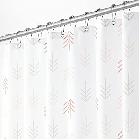 mDesign Decorative Shower Curtain with Arrow Pattern Cover
