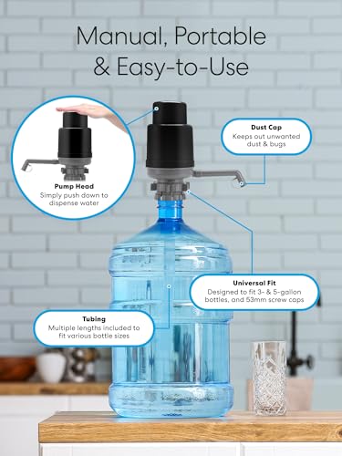 Image of Brio Universal Water Bottle Pump | Manual Water Pump 1-5 Gallon Water Jug Dispenser for Camping Picnics and More! | 48mm & 55mm - (Multiple Color Options)