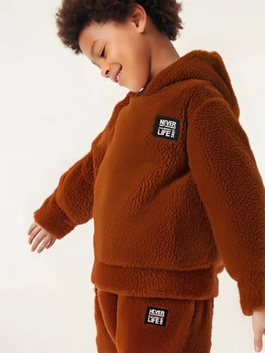 Kid Toddler Boy Clothes Casual Patch Fleece Hoodie Sweatshirt And Jogger Pants Knit Set2