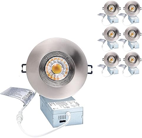 POPANU 4 Inch Gimbal LED Recessed Lights 6 Pack,Adjustable Downlight,Nickel