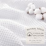 White Waffle Weave Shower Curtain - Cotton Fabric Texture Heavyweight Shower Curtain for Bathroom,Washable,72Wx72L