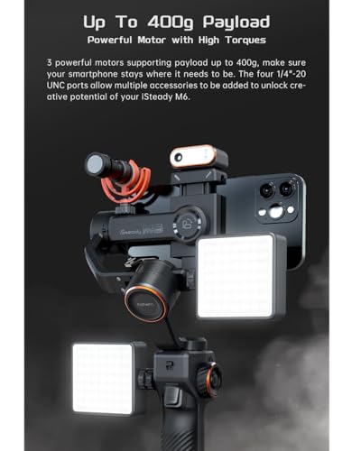 Image of hohem iSteady M6 Kit Gimbal Stabilizer for Smartphone,3-Axis Phone Gimbal with AI Tracking Sensor Magnetic Fill Light 0.91-inch OLED Display Max Payload 400g,Gimbal Stabilizers for iPhone Android