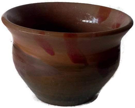 Brown Ceramic Individual Handmade Stoneware Bowl Red Clay Wheel-Thrown Pottery