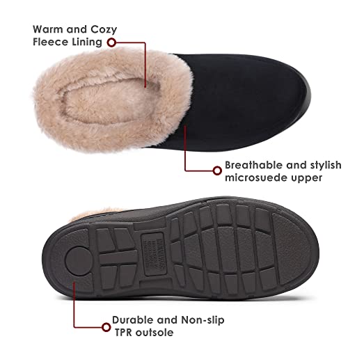Dream Pairs Men's Fuzzy Faux Fur Slip-On Washable House Slippers,Warm Comfort Lining And Non-Slip Sole Winter Bedroom Shoes Indoor Outdoor,Sdsl2229M,Black,Size 11 #TOP1