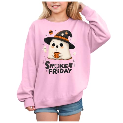 Girls Halloween Sweatshirt Print Long Sleeve Comfortable Sweatshirt（K2Y)
