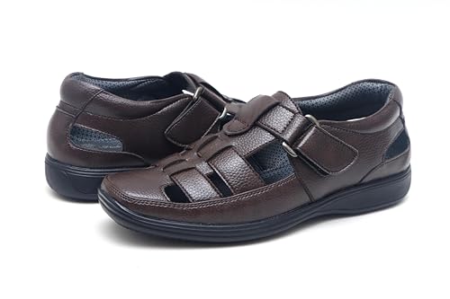 Image of Heels County Faux Leather Fisherman Sandals for Men