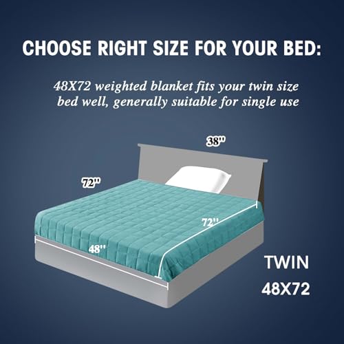 Image of yescool Weighted Blanket for Adults (20 lbs, 48 inch x 72 inch, Teal) Cooling Heavy Blanket for Sleeping Perfect for 190-210 lbs, Twin Size Breathable Blanket with Premium Glass Bead, Machine Washable