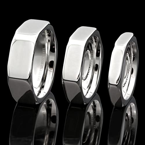 Stainless Steel Polished or Black Plated Finish Nut Style Wedding Band Choice of 4mm, 6mm or 8mm Widths4