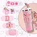 15PCS Cup Accessories Set for Stanley Cup 30oz 40oz Tumbler with Handle, Including Silicone Straw Cover and Boot, Spill Proof Stopper, Stanley Charms, Handle Charm, Initials Sticker (Letter D, Pink)
