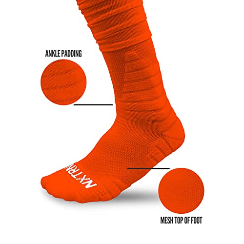 Nxtrnd Xtd Scrunch Football Socks, Extra Long Padded Sport Socks For Men & Boys (Orange, L/Xl) #TOP2