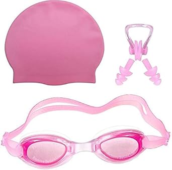 LEBAMI Silicone Anti Fog Swimming Goggles,Cap,earplug & noseplug Set