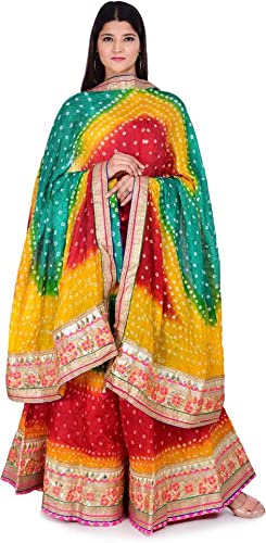 PK HUBBandhani Semi Stitched Lehenga Choli (Multicolor)