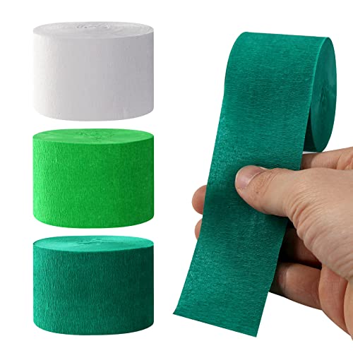 Image of Green-White Birthday Party-Decorations Crepe-Paper Streamers - 9 Rolls Jungle Theme Paper Garland Streamer St. Patrick's Day Neutral Baby Shower Sping Summer Forest Backdrops Decor Panduola