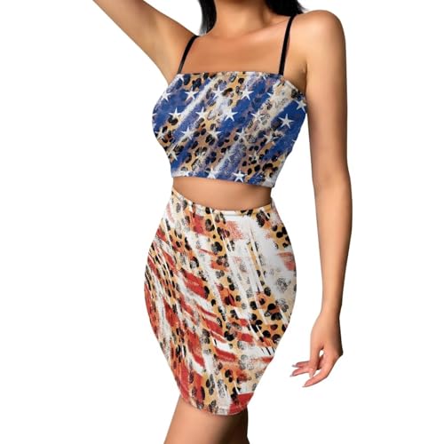Image of 2025 Sexy Spaghetti Strap Crop Tops and Bodycon Skirt Casual 2 Piece Set S-4XL