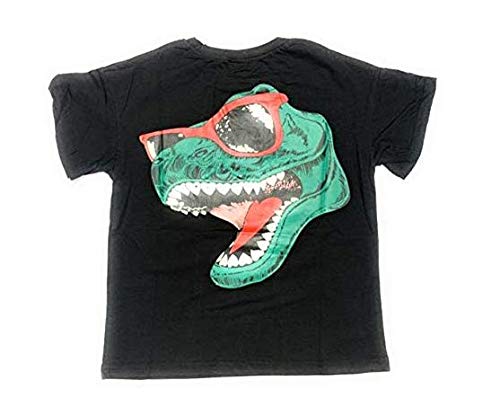 Googo GaagaCotton Half Sleeve Printed Dinosaur Tshirt for Boys in Black Color