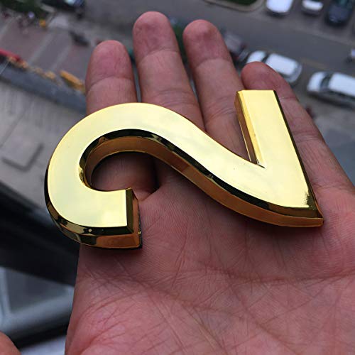 2 Pack Mailbox Numbers 2, Door Number Stickers For House/ Apartment/ Home Room/ Office, Self Adhesive, Golden Shiny, Double 2, 2.75 Inch High, By Hopewan.(2.75" Double 2, Golden) #TOP1