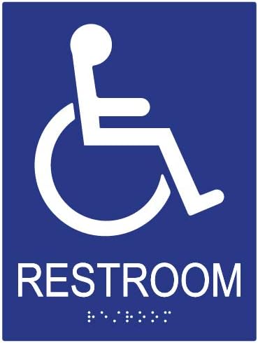 ADA Compliant Accessible Symbol Restroom Wall Sign - 6x8 (Blue) | 1/32 Tactile Copy/Images on 1/8 Acrylic