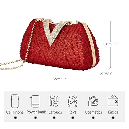 Image of SH Clutch Purse Rhinestone Clutch Purses for Women Glitter Prom Purse
