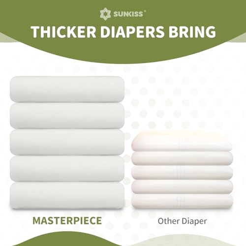 Image of SUNKISS Masterpiece Adult Diapers with Tabs, Unisex, L /XL, White, 10 Count | Ultra High Absorbency, Plastic-backed Briefs, Refastenable Tabs, Odor Control, Leak Protection for Daytime & Overnight Use