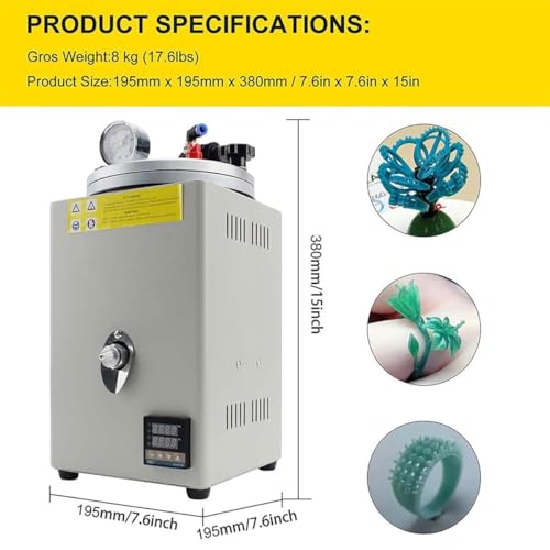 Inyector de cera con manómetro y control de temperatura para joyería 4