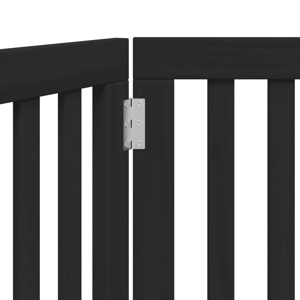 vidaXL Barrière pour Chien Pliable 2 Panneaux Noir Bois de peuplier