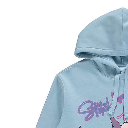 Disney Moletom feminino Lilo and Stitch - Moletom com capuz feminino clássico Lilo e Stitch, Azul cl