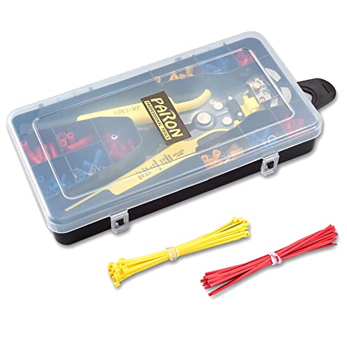 Paron Multifunctional Automatic Wire Stripper Tool 10-24 Awg Self-Adjusting Wire Stripping Pliers With Cutting Crimping, Wire Connectors Kit With 230Pcs Insulated Wire Electrical Connectors 10-22 Awg #TOP5
