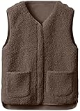 Joligiao Chaleco de Forro Polar Mujer Termico Chaleco Lana Polar Invierno Chaqueta sin Mangas con Bolsillos con Cremallera Chaqueta de Peluche Mujer Invierno Cálido Jacket(Marrón café,XXL)