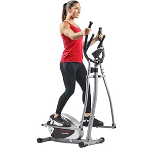 Sunny Health & Fitness 2-in-1 Upright Elliptical Cross Trainer, Full-Body Exerciser, Home Cross-Training Arm/Leg, Low Impact Exercise Cardio Workout Machine for Senior & Adult, Optional Classic Style