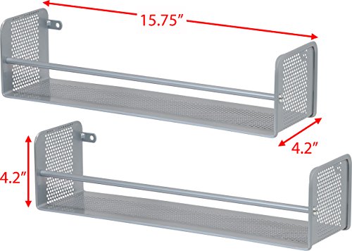 Simple Houseware Wall Mounted Spice Rack, Silver, Set of 2