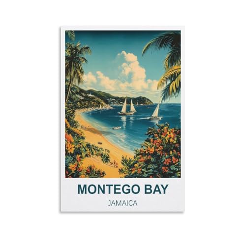 KTYWZ Plaque métallique vintage Montego Bay Jamaïque, affiche jardin et cuisine, décoration murale inspirante pour la maison, la cuisine, le bar ou un club, 20 x 30 cm