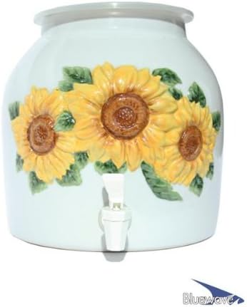 Bluewave Embossed Sunflower Design Water Dispenser Crock