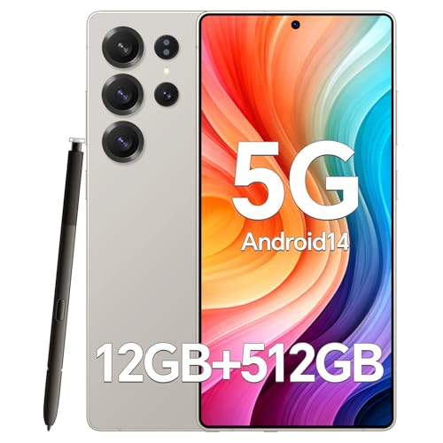 OFGPPB X25 Ultra Unlocked Phones,Built - in Pen，Snapdragon888,12GB RAM+512GB ROM Unlocked Cell Phone, 6.9“ OLED Screen, 48+108MP Camera, Battery 5000mAh,Dual SIM, Android 14,WiFi 5 (Gray)
