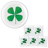 Gilprop 6 Set Real Four Leaf Clover with Card and Single Package Natural Good Luck Charms Bulk Good Lucky Pocket Charm Token Preserved 4 Leaf Clover for St Patrick's Day Gift DIY (Classic)