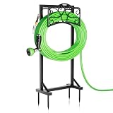 Heavy-Duty Garden Hose Holder with Tool Hooks and Stable Bas...