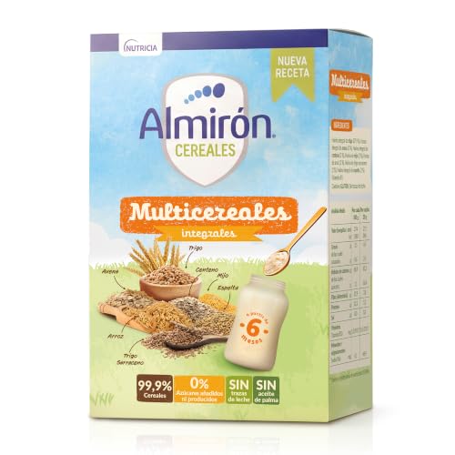 Almirón Cereales Multicereales Integrales Bebé | 99,9% Cereales | Sin Azúcares Añadidos ni Producidos | Sin Aceite de Palma | Con Vitamina B1 | Desde 6 Meses, 225 g