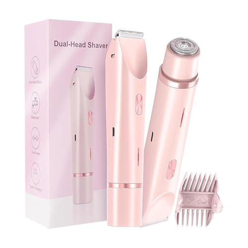 Afeitadora eléctrica para mujer de 2 en 1, de doble cabeza, impermeable, para uso en húmedo y seco, recortador de vello corporal para mujer y removedor de vello facial para axilas, piernas, brazos