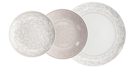 Servizio di Piatti da Tavola in Ceramica Celine Beige 18 Pezzi Tognana