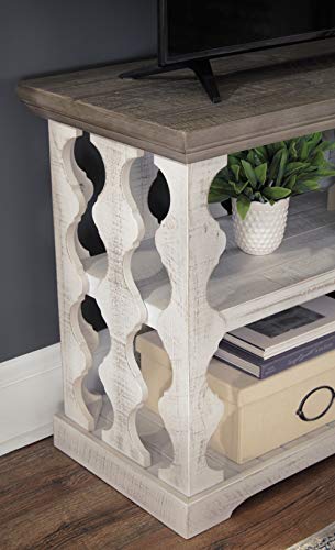 Signature Design By Ashley Havalance Farmhouse Sofa Table With 2 Fixed Storage Shelves, Gray & White With Weathered Finish #TOP5