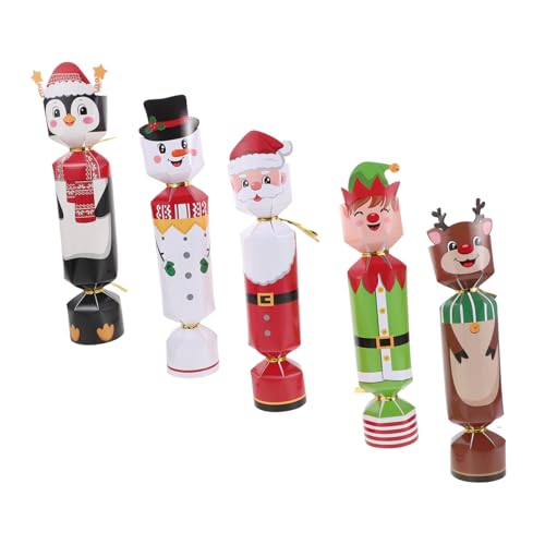 Toyvian 24個入りクリスマスキャンディボックス 折りたたみ式カー紙製 ラウンド形状のキャンディ型パーティーフェイバーボックス 丸型スナ