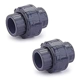 Hydroseal PVC Pipe Fitting, 0.75" Union Jetstream, Pack of 2 Pieces, Schedule 80, Grey, EPDM O-Ring,
