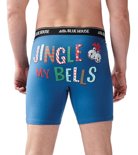 Little Blue House by Hatley Jingle My Bells - Calzoncillos tipo bóxer, Azul / Patchwork, Small