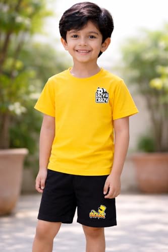 Image of Pack of 3 Boys T-Shirt Shorts Set | Summer Cotton Co-Ord Set | Half Sleeve Round Neck Printed Tees with Shorts | Casual Wear, Sports Wear, Night Suit Combo for Kids