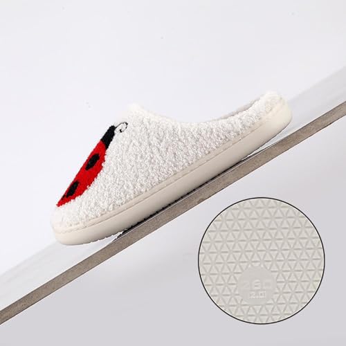 CHOOLD Cartoon Ladybug Embroidered Cotton Slippers, Womens Home Non-Slip Slippers4