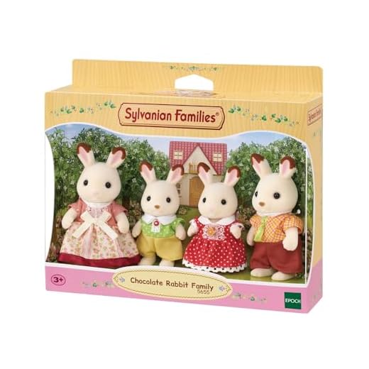 Sylvanian Families - La famille Lapin Chocolat - Set 4 figurines - Plongez dans l'univers de la famille Sylvanian - Figurines animaux miniatures - Jouet enfant 3 ans et + - 5655