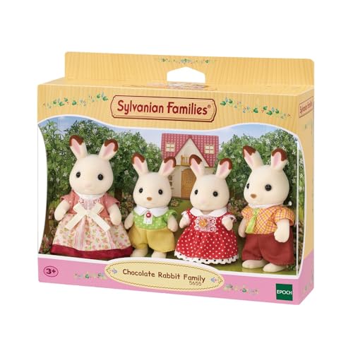 Sylvanian Families - La famille Lapin Chocolat - Set 4 figurines - Plongez dans l'univers de la famille Sylvanian - Figurines animaux miniatures - Jouet enfant 3 ans et...