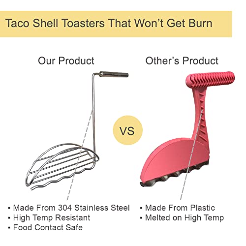 2 Upgraded Stainless Steel Taco Shell Toaster For A Toaster Or For Deep Frying | Taco Shell Warmer | Only For Soft Shell | Easy Crispy Taco Tools For Taco Tuesday #TOP3