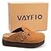 Vayfio Women's Suede Clogs Cork Footbed Sandals Comfort Platform Mules with Arch Support Adjustable Buckle Slip On Slippers Brown 10