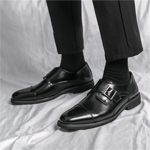 Mens Classic Oxford Dress Shoes Slip On Formal Tuxedo Wedding Leather Monk Wide Fit Buckle Black2