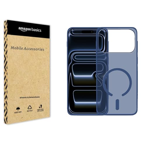 Image of amazon basics Luxury Paper Thin Case Cover for iPhone 17 Pro | Matte Finish | Compatible with magsafe | (Dark Blue, iPhone 17 Pro)